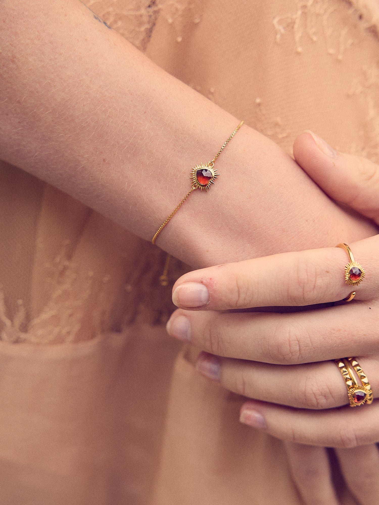 Adjustable Electric Love Mini Garnet Heart Ring - Image 5