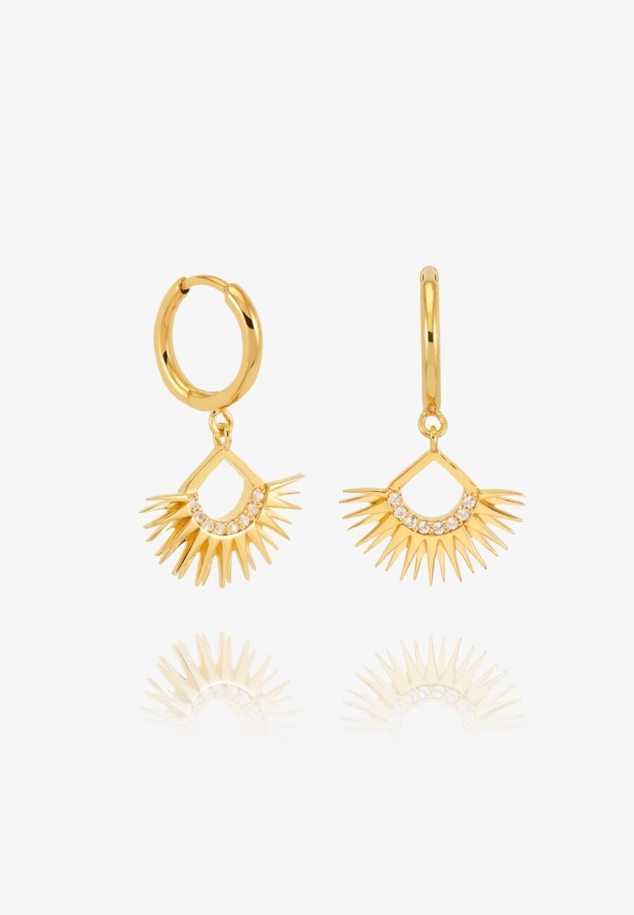 Rising Sun Huggie Hoop Earrings