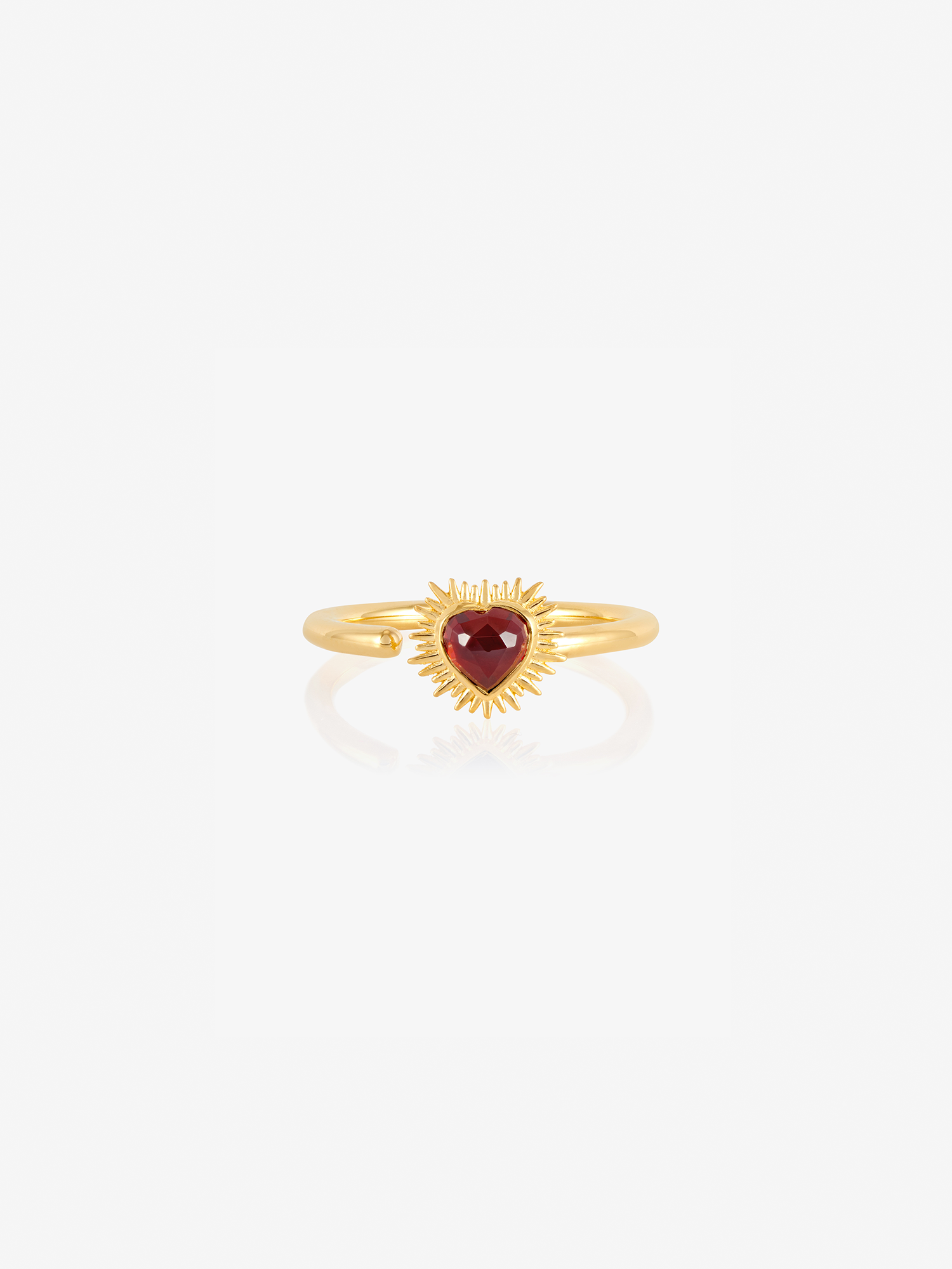 Adjustable Electric Love Mini Garnet Heart Ring