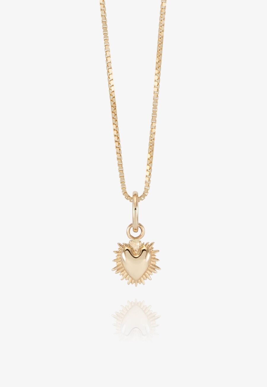 Solid Gold and Diamond Electric Deco Heart Necklace