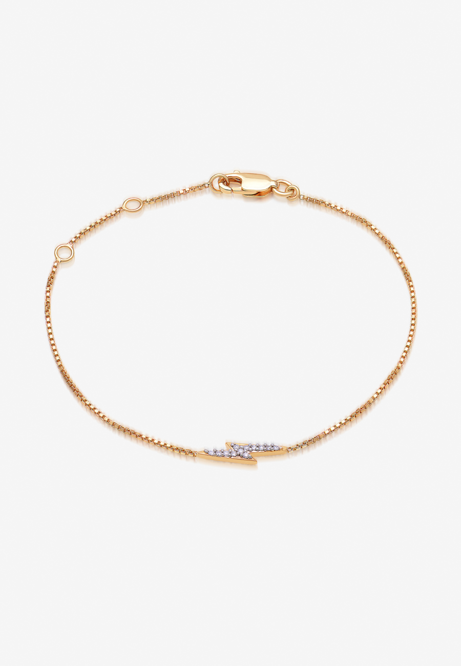 Solid Gold and Diamond Lightning Bolt Bracelet