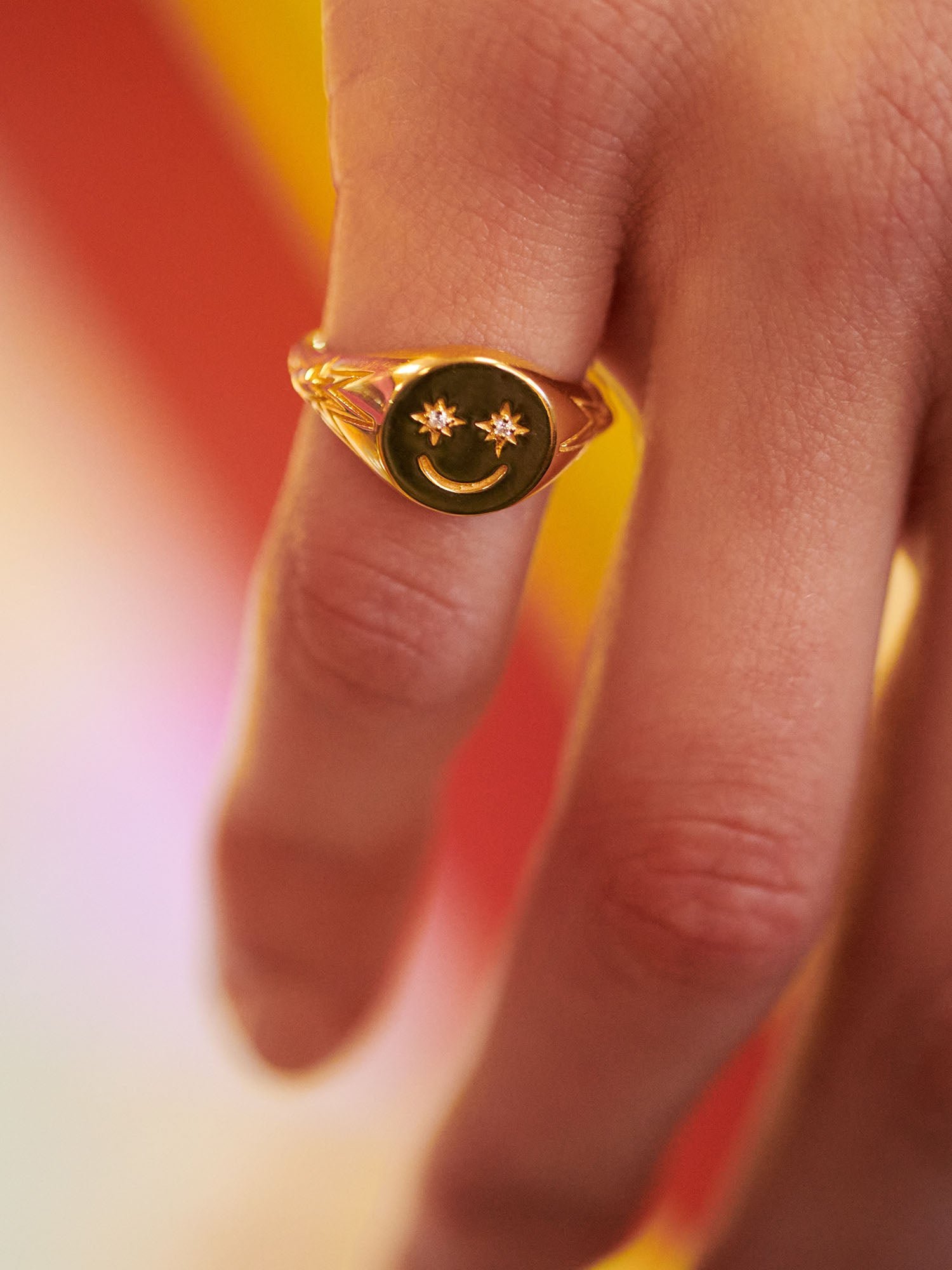 Happy Face Pinky Signet Ring - Image 2
