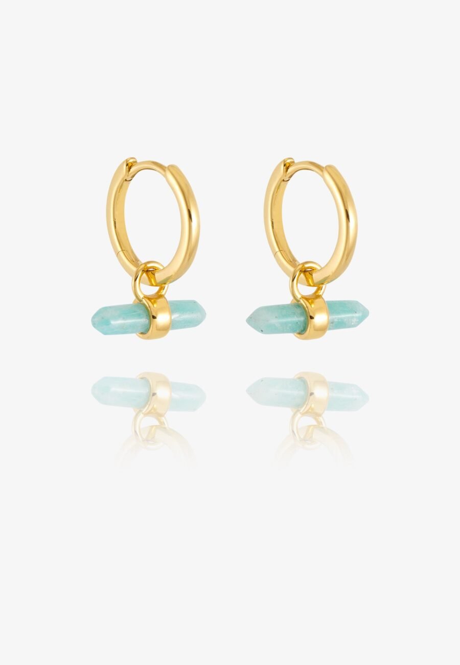 Tranquility Amazonite T-Bar Huggie Hoop Earrings