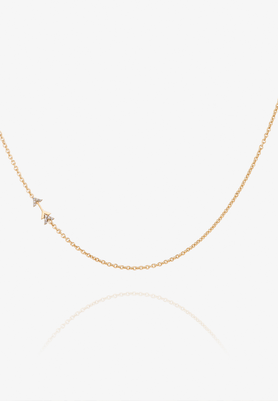 Solid Gold and Diamond Mini Arrow Necklace